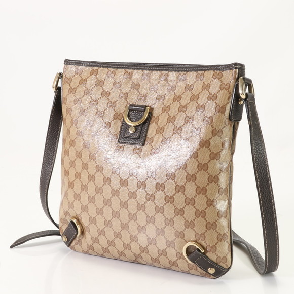 Gucci Bag Crystal Abbey Brown GG Shoulder Leather - Picture 1 of 14